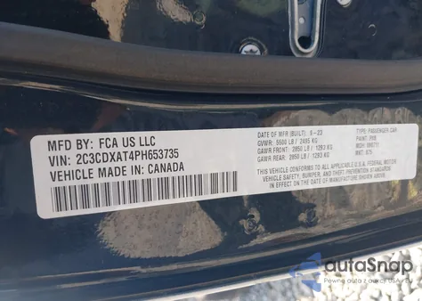 2023 Dodge Charger Police Rwd from USA, damaged, VIN 2C3CDXAT4PH653735